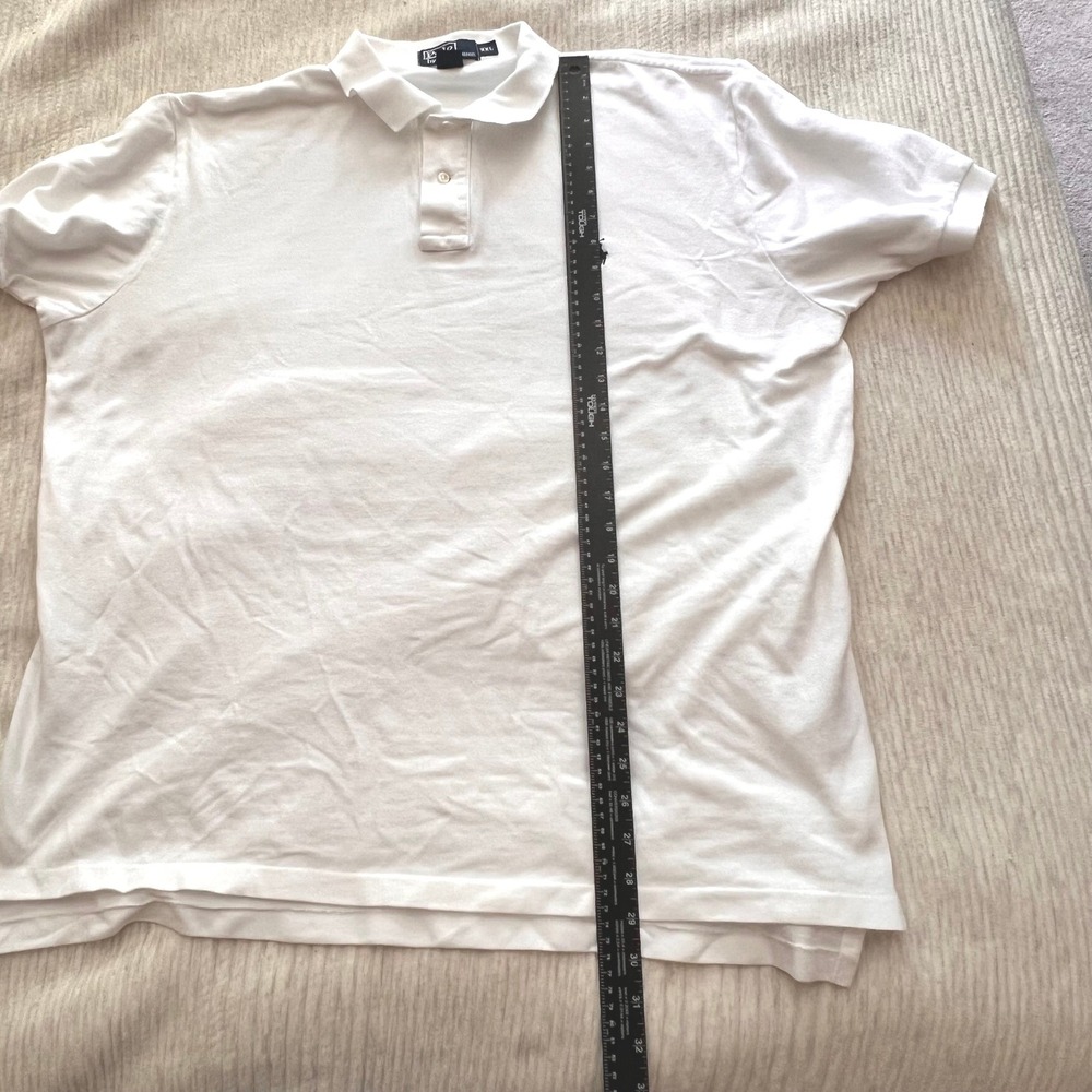 Polo Ralph Lauren Mens XXL White Short Sleeve Pique Cotton Polo Shirt Navy Pony - Picture 8 of 10